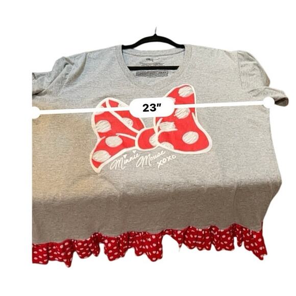 Disney Store Minnie Mouse Gray Ruffle Hem T-Shirt Women’s Plus Sz3XL Graphic Tee - Picture 6 of 6